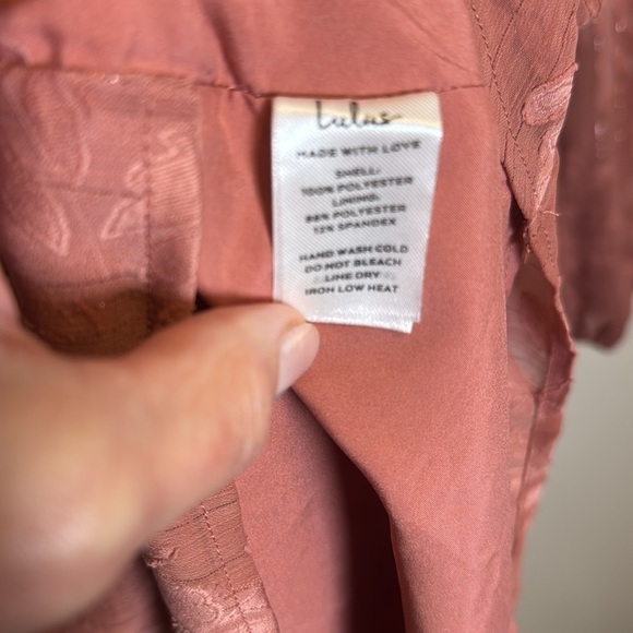 Lulus Mauve Long  Sleeved Floral Flirty Sparkly Lined Mini Dress Size M - Picture 8 of 16